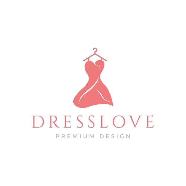 Rose gold dress feminine flat logo design vector graphic symbol icon sign illustration creative idea