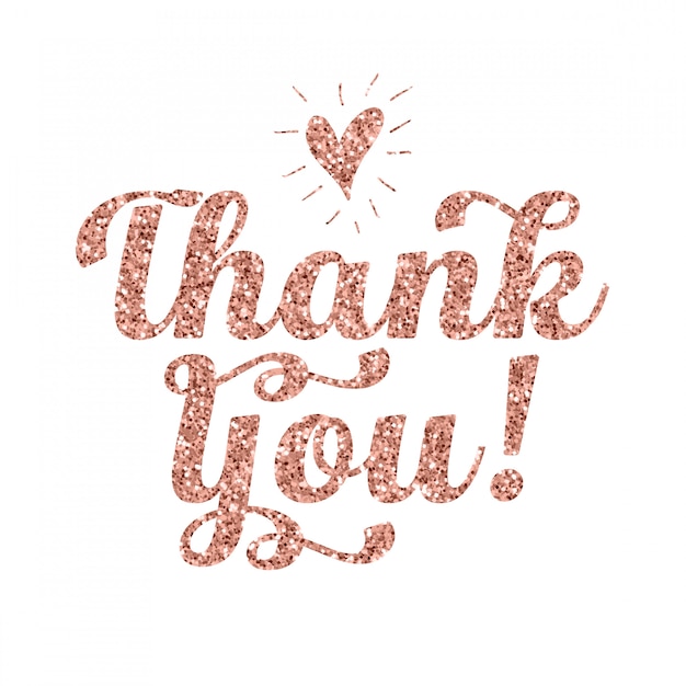 Rose Gold Glitter Thank You Lettering