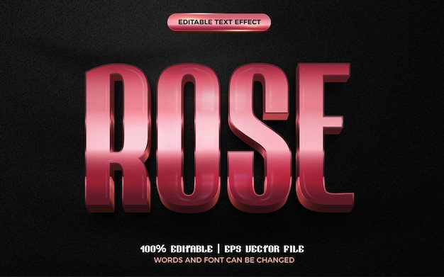 Rose gold Glossy 3d editable text effect style template