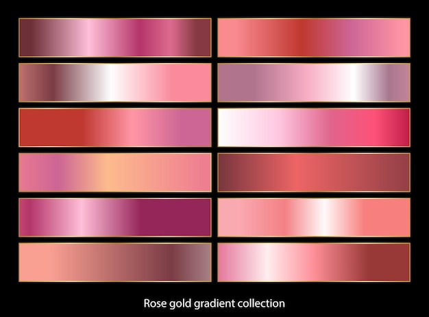 Rose gold gradient backgrounds collection. Vector illustration.