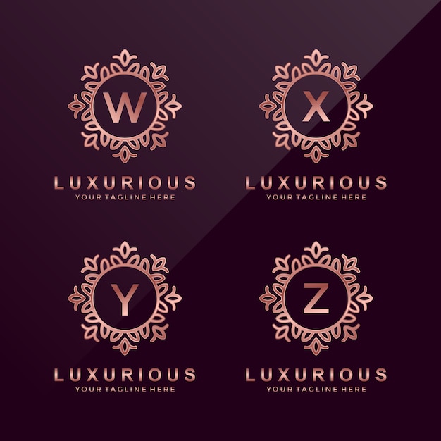 Rose gold Letter W, X, Y, Z logo