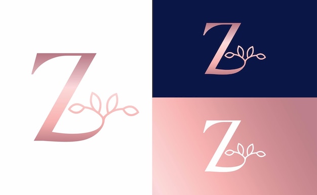 rose gold nature leaf crown beauty logo letter Z