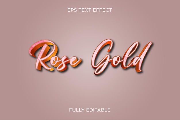 Rose gold vector text effect