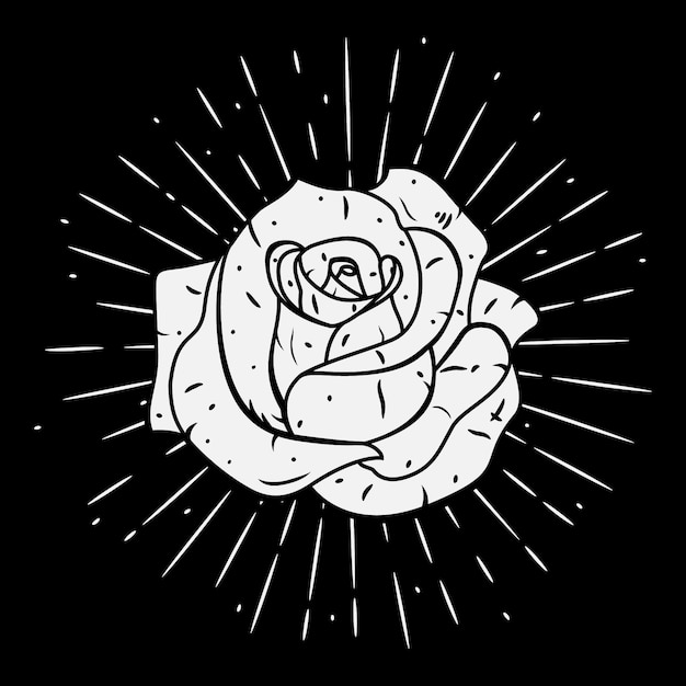 Rose.   illustration with a rose and divergent rays.  