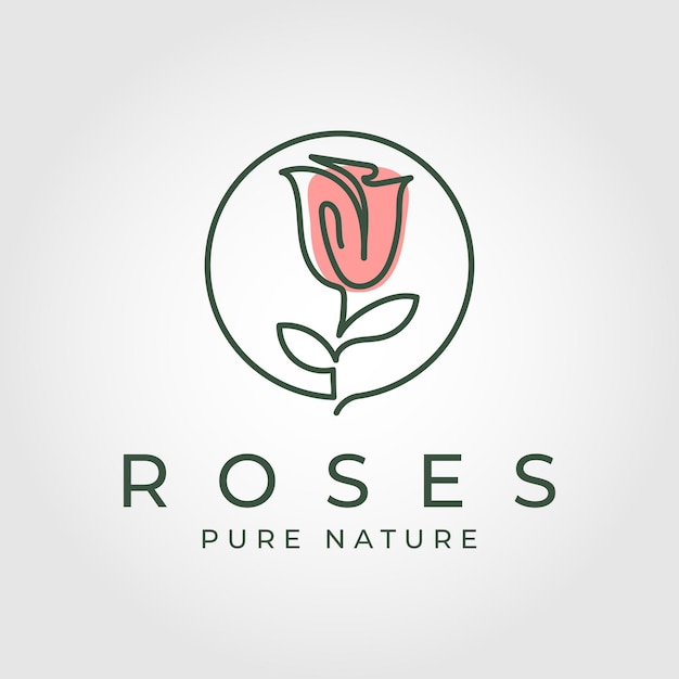 Rose line art logo flower vector icon illustration