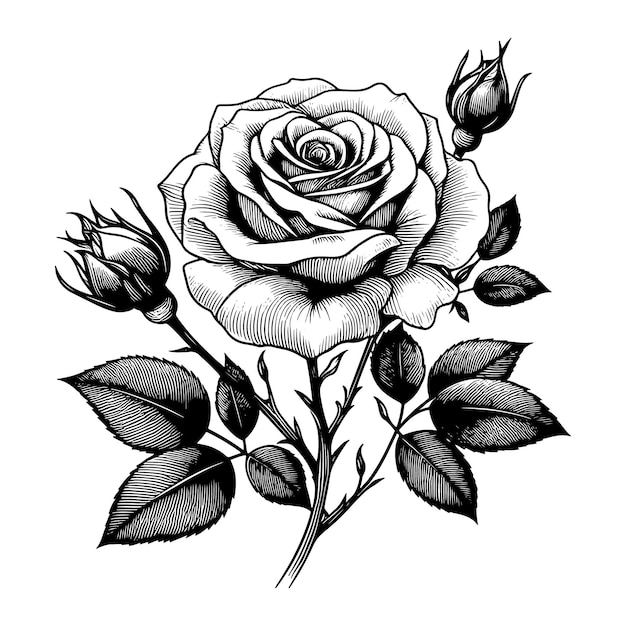 Rose Line Drawing Vectors