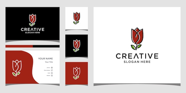 Rose logo design with business card template