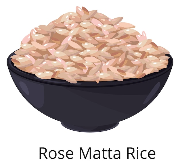 Rose matta rice bowl Asian menu dish isolated on white background