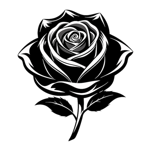 The rose in a monochromatic style and black and white color