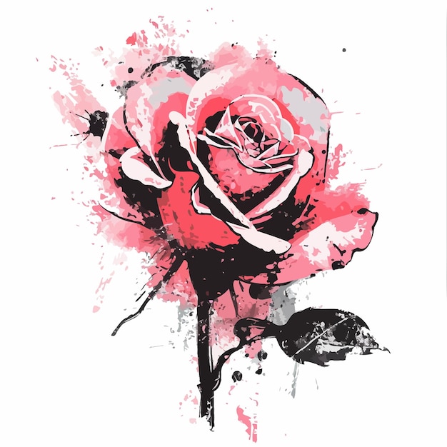 Vector rose painting effect tshirt