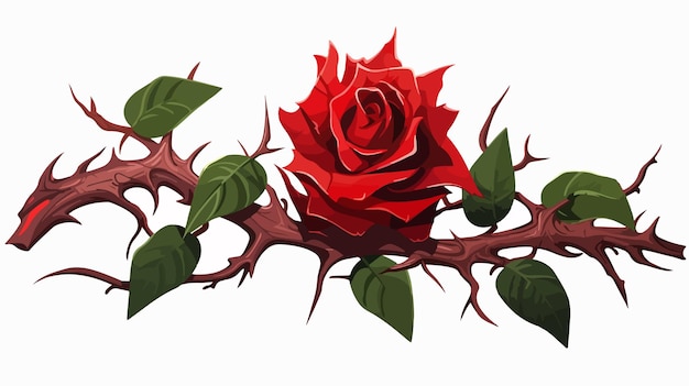 Rose Plant with Thorns Cartoon Vector Illustration