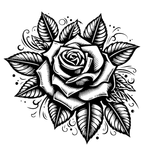 Rose Tattoo mystic symbol Boho print poster tshirt textiles Vector illustration art Vintage