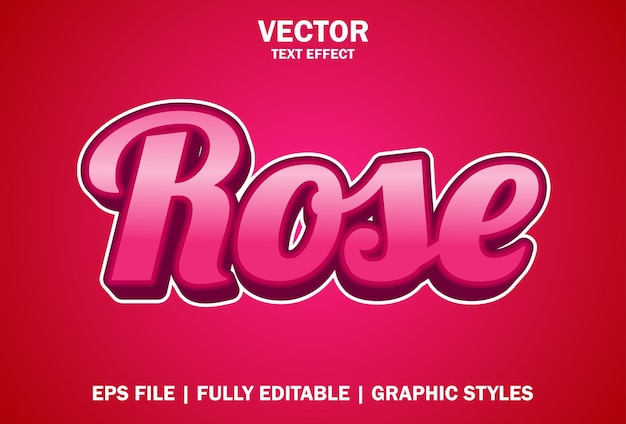 Rose text effect with pink color editable