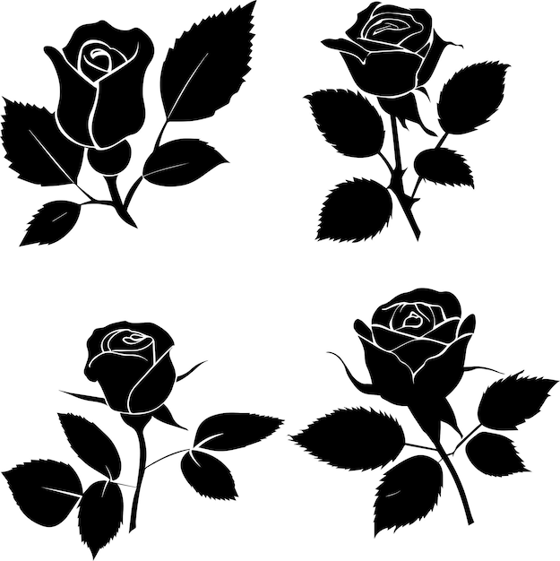 Rose vector art silhouette illustration 5