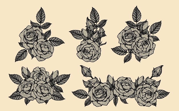 Rose vector lace by hand drawing