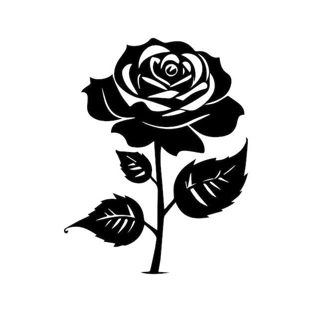 rose vector silhouette black color