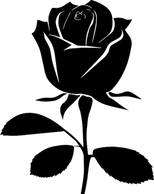 Rose vector silhouette illustration rose with leave vector silhouette rose with bud vector