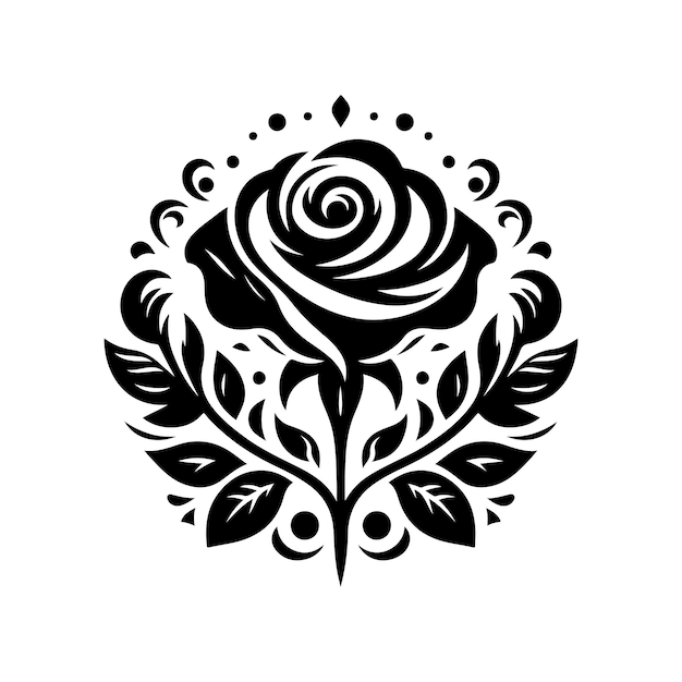 rose vector silhouette rose vector black and white color rose vector art design style