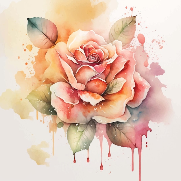 Rose vector watercolor paint