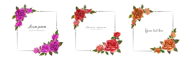 Rose watercolor frame set. 