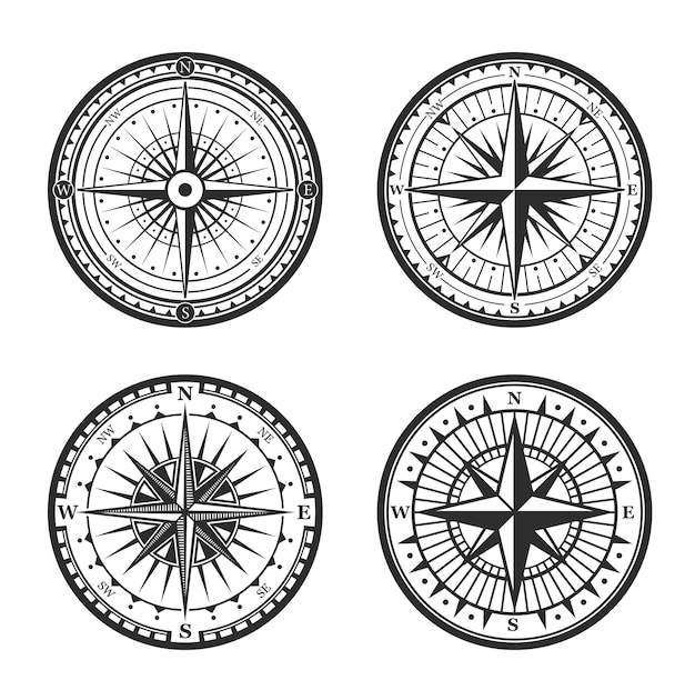 Rose of winds nautical compass navigator