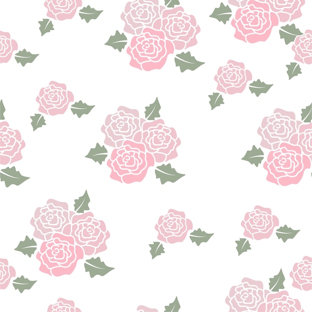 Roses bouquet seamless pattern on white background