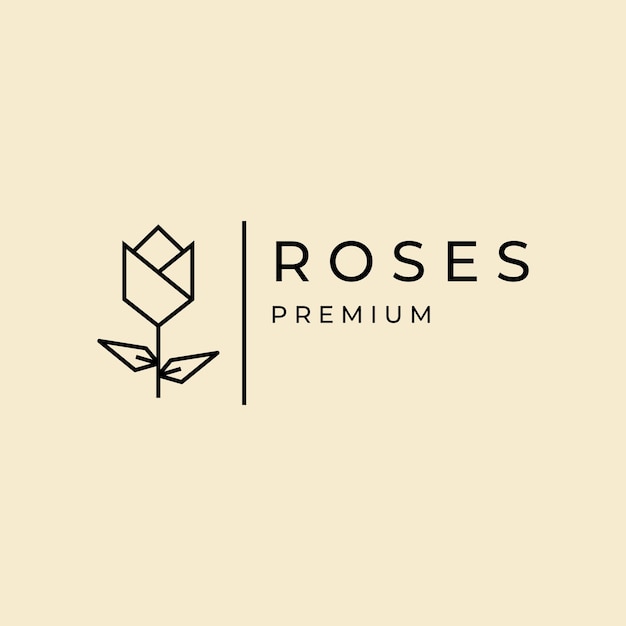 Roses geometric lines art up logo design vector