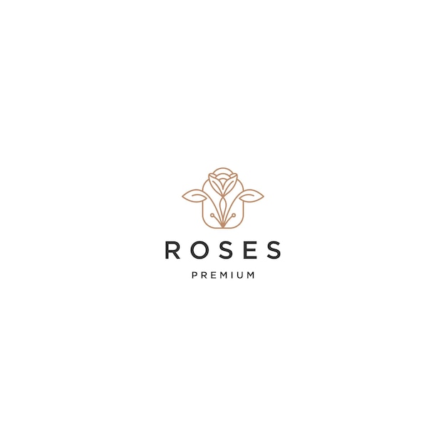 Roses line art logo icon design template