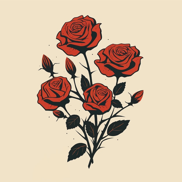 Roses Minimalist and Simple Silhouette Vector illustration