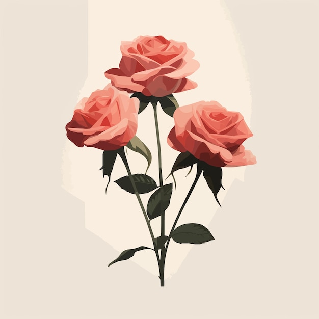 Roses Minimalist and Simple Silhouette Vector illustration