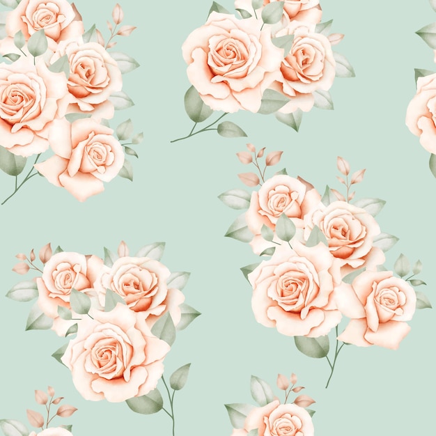 Roses watercolor seamless pattern design