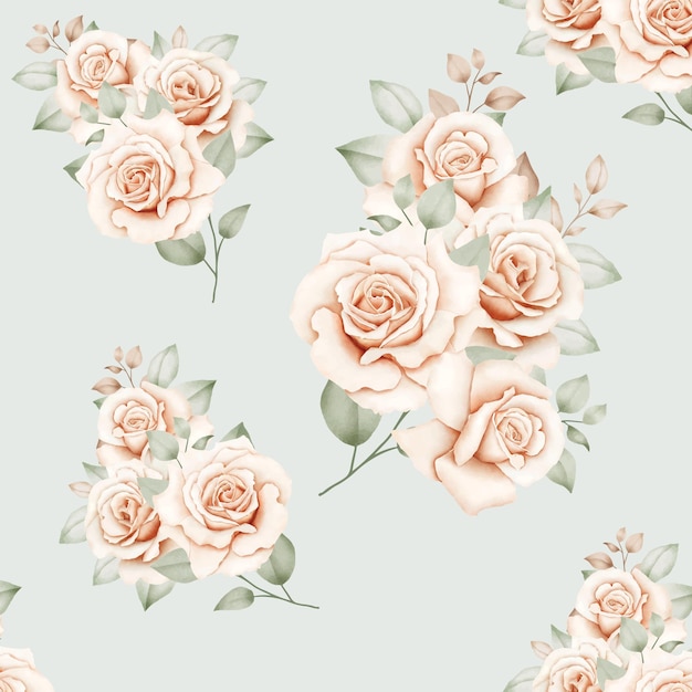 Roses watercolor seamless pattern design