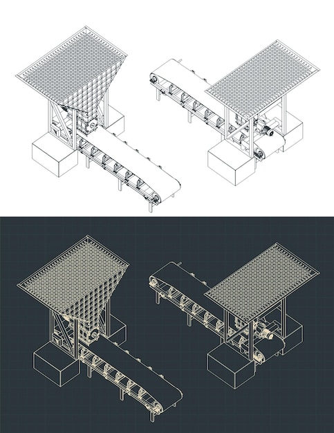 Rotary feeder isometric blueprints