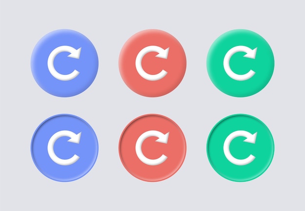 rotate arrow icon button sync reload refresh recycle sign in 3d round circle icons colorful buttons