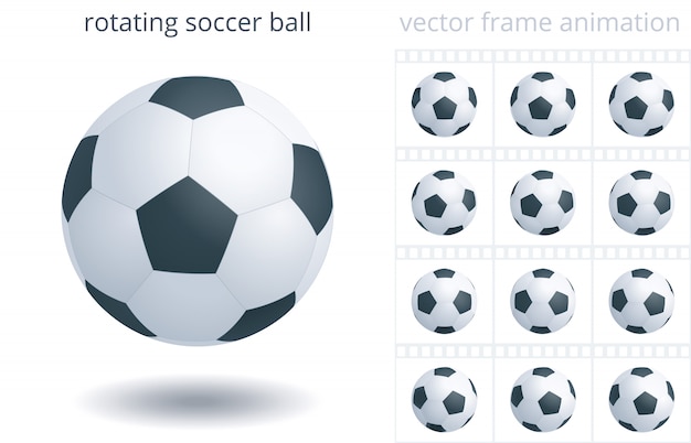 Rotating soccer ball. 3d realistic object.12 frames per second. Sequence of frames.