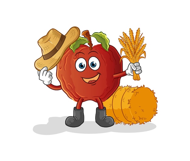 The rotten apple farmer mascot. cartoon vector