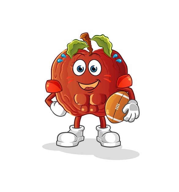 The rotten apple playing rugby character. cartoon mascot vector