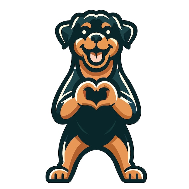 Rottweiler Heartwarming Gesture illustration vector