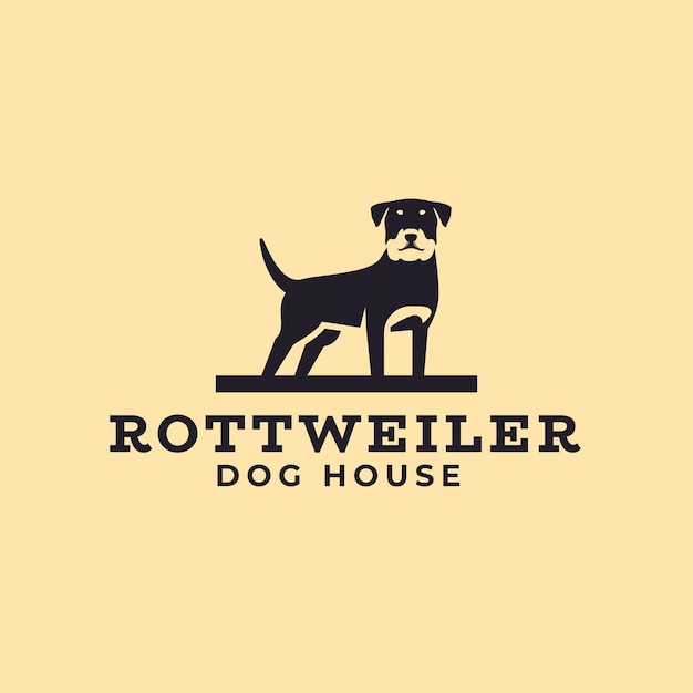 Rottweiler negative space dog logo mascot icon illustration