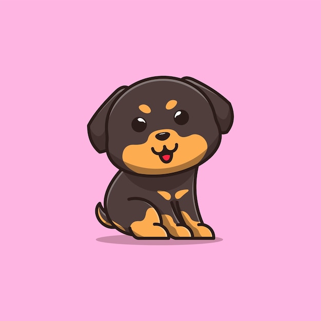 Rottweiler Puppy Cartoon Icon Illustration