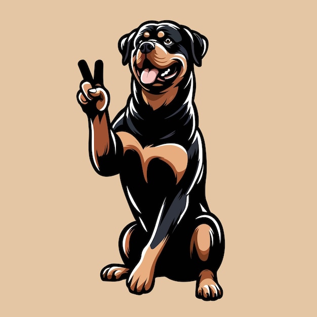 Rottweilers Peace Gesture Illustration Vector