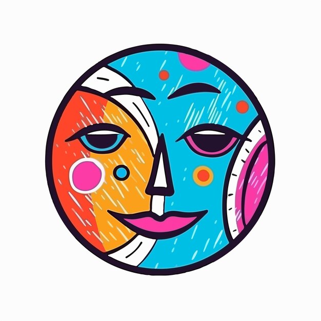 Vector round abstract comic faces