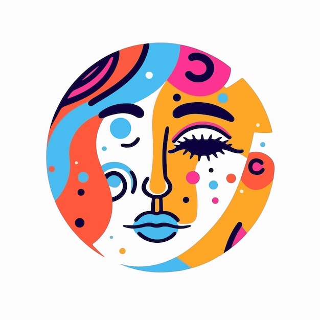 Vector round abstract comic faces