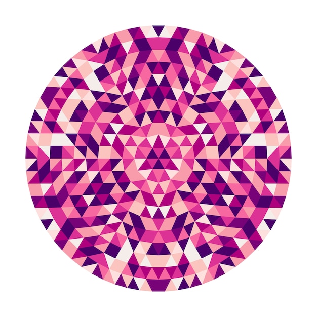 Vector round abstract geometric triangle kaleidoscopic mandala design - symmetric vector pattern art from colored triangles