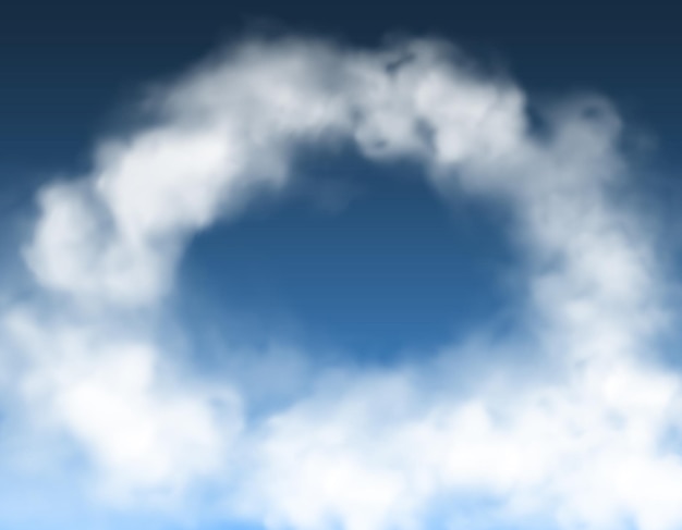 Round arch clouds in blue sky heaven background