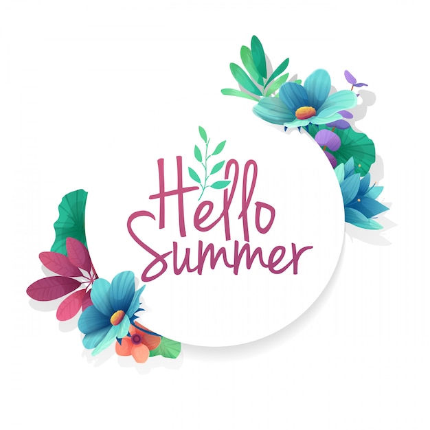 Round banner with the  Hello Summer