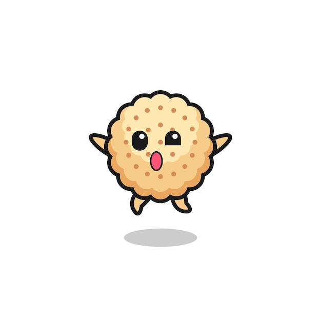 Round biscuits character is jumping gesture