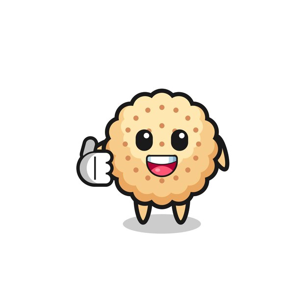 Round biscuits mascot doing thumbs up gesture , cute design