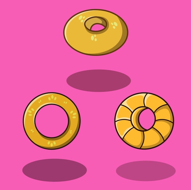 Round bread icon pack vector set