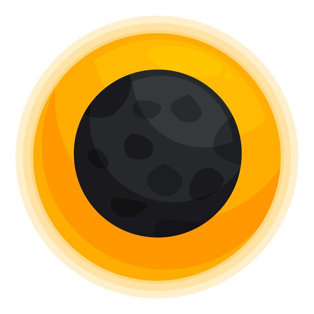 Vector round button showing solar eclipse with moon covering sun